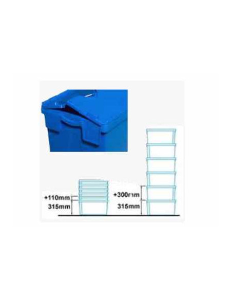 Bac avec couvercle solidaire 600x400x310 mm