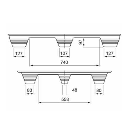 Palettes en bois moulé 1000x1200mm, emboitables