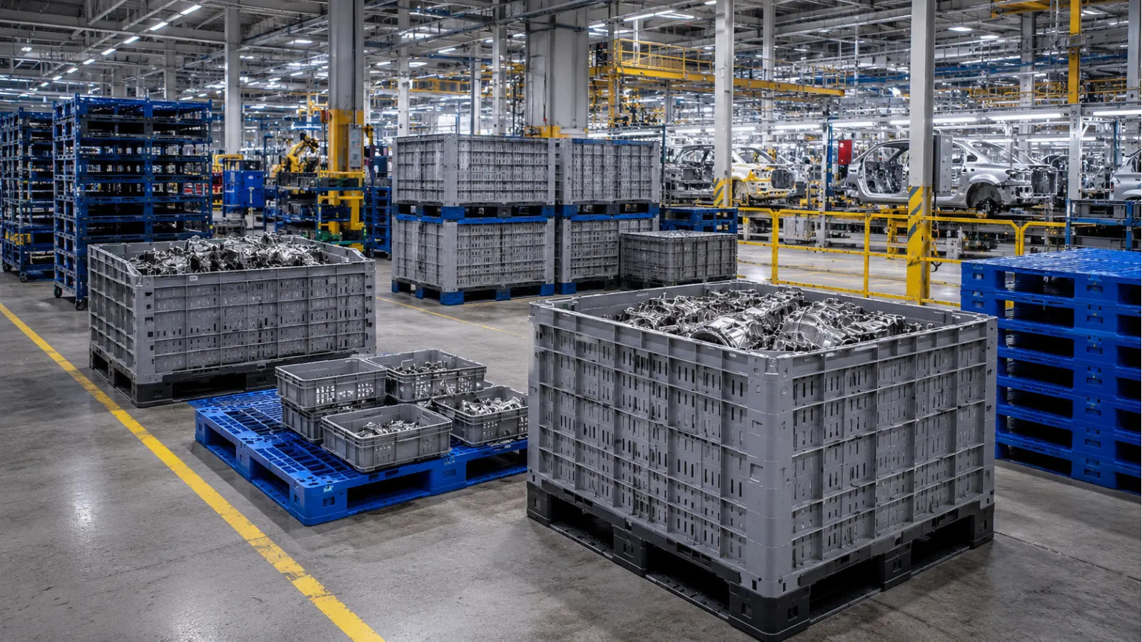 Fournitures de manutention automobile : palettes, bacs et palox