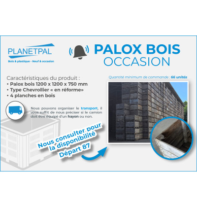 À saisir : palox bois d'occasion - 1200 x 1200 mm